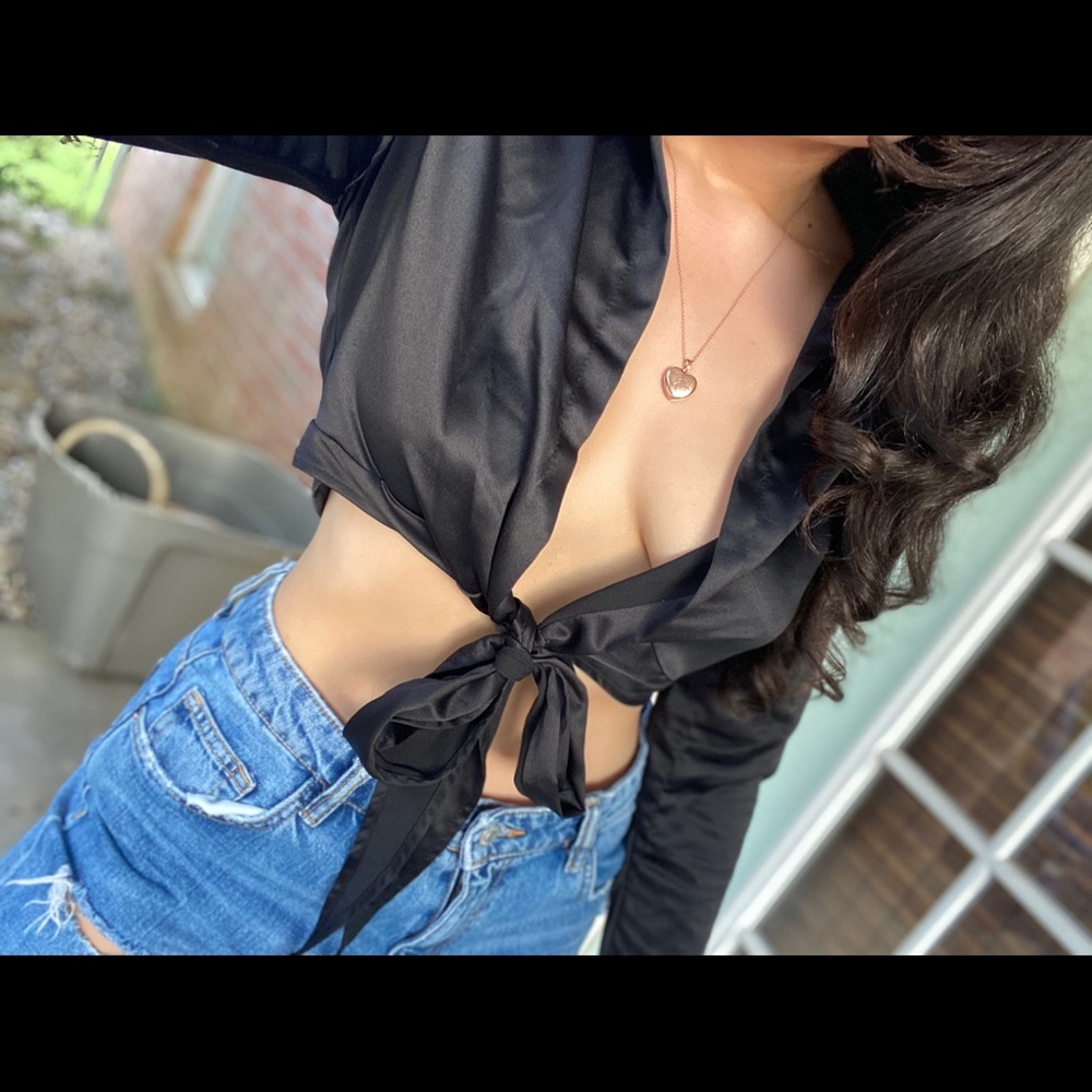 black silk tie top